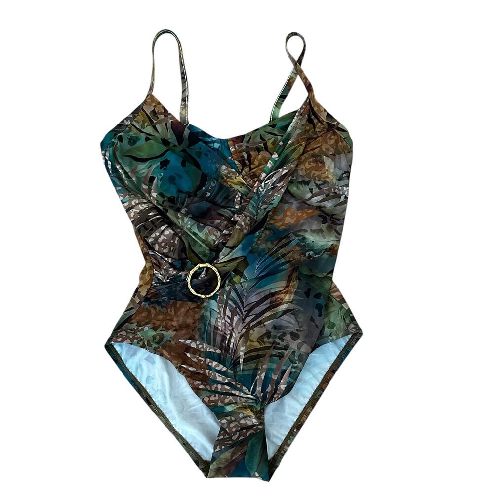 Amoressa Multicolored Green One Piece Swimsuit US Size 10 - NWT